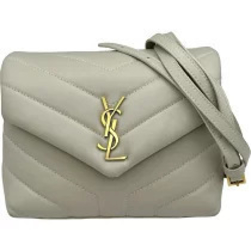 Saint Laurent Lulu Shoulder Bag Beige Cream Leather